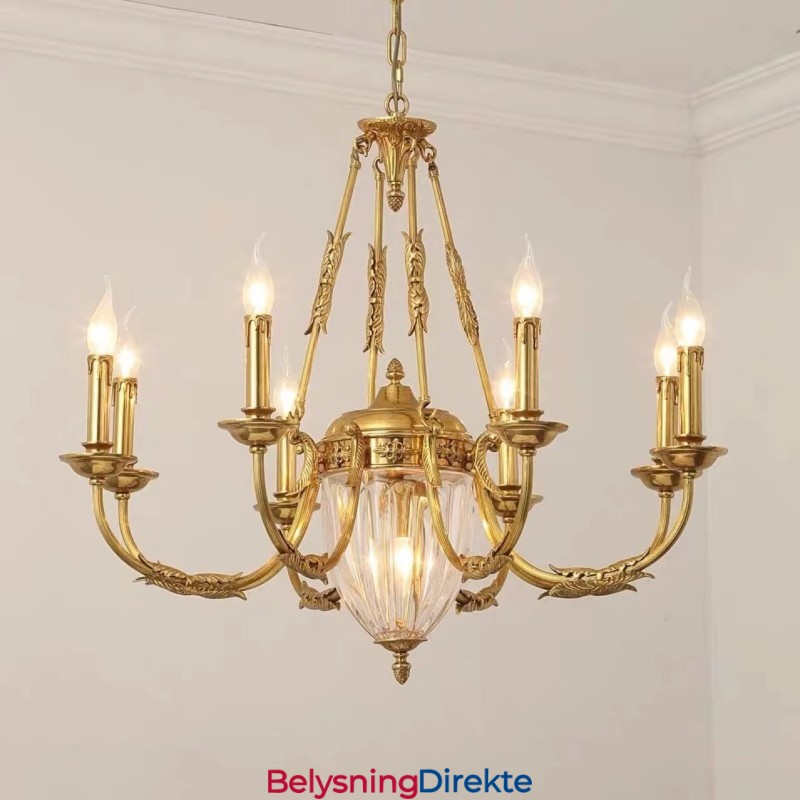 Luksuriøs Fransk Krystalllysekrone I Kobber, Spisestuelampe