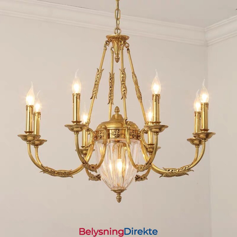 Luksuriøs Fransk Krystalllysekrone I Kobber, Spisestuelampe