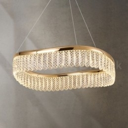 Firkantet Krystall Pendellampe 1/2 Ringer K9 Krystall Innendørs Taklampe