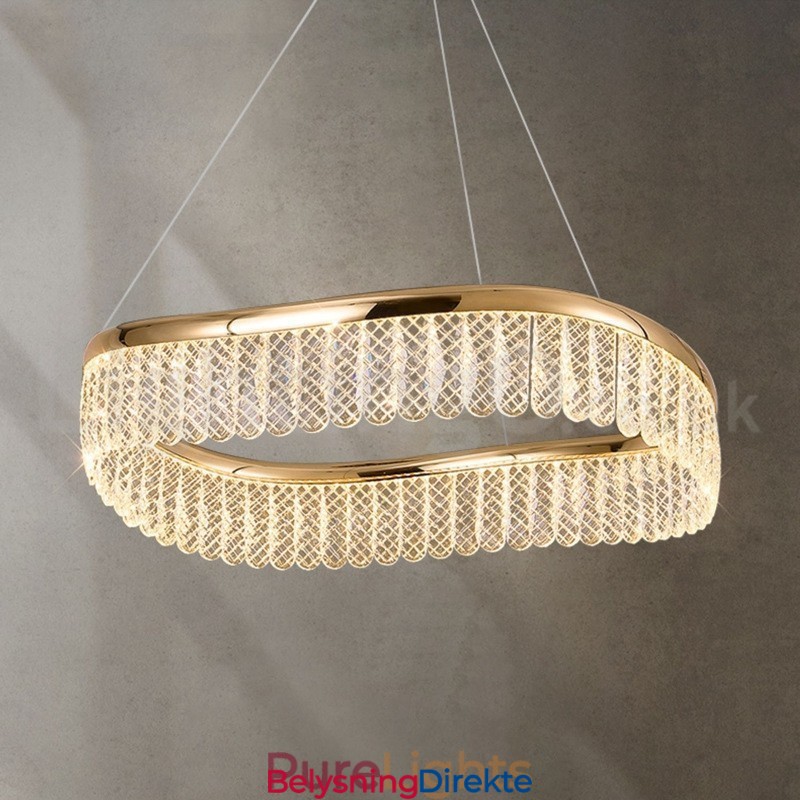 Firkantet Krystall Pendellampe 1/2 Ringer K9 Krystall Innendørs Taklampe