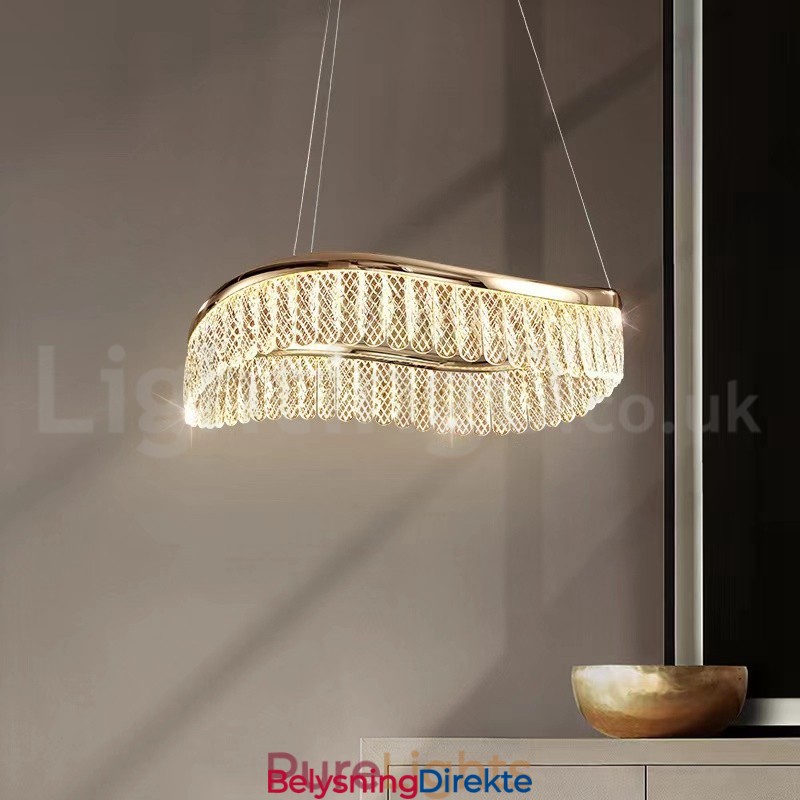 Firkantet Krystall Pendellampe 1/2 Ringer K9 Krystall Innendørs Taklampe