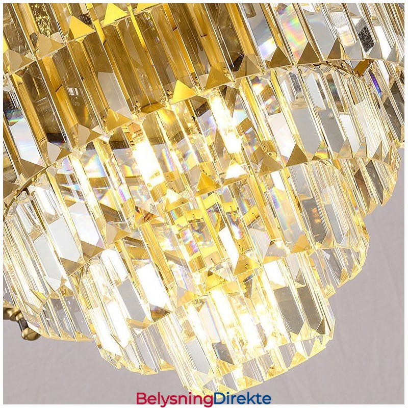 Stor Luksuriøs Krystalllysekrone I Kobber For 12+8+4 Lysholdere