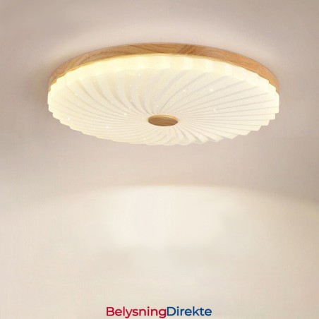 Nordisk Rund, Enkel, Moderne, Heltre Taklampe I Innfelt Tre