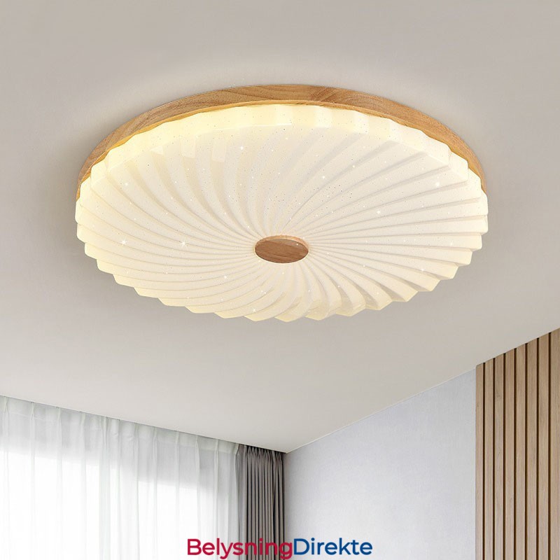 Nordisk Rund, Enkel, Moderne, Heltre Taklampe I Innfelt Tre