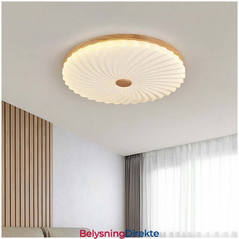 Nordisk Rund, Enkel, Moderne, Heltre Taklampe I Innfelt Tre