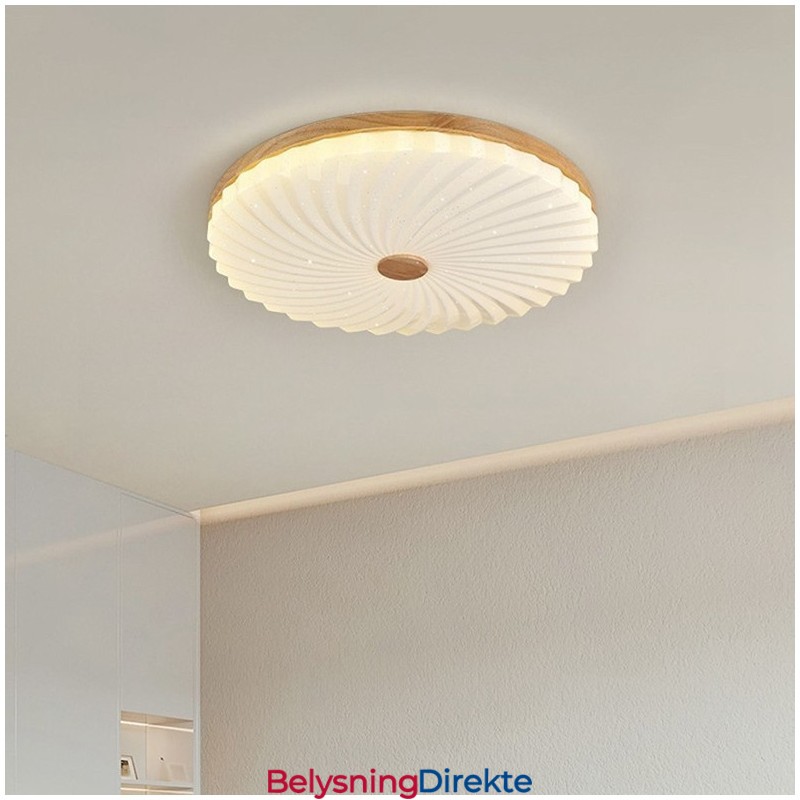 Nordisk Rund, Enkel, Moderne, Heltre Taklampe I Innfelt Tre