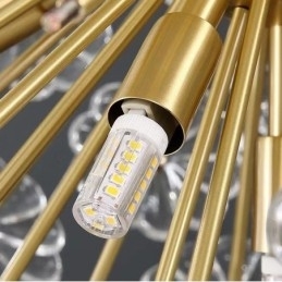 Nordisk Sfærisk Messing Løvetann Krystall Pendellampe