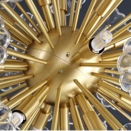 Nordisk Sfærisk Messing Løvetann Krystall Pendellampe