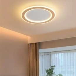 Rund, Moderne, Innfelt Taklampe I Tre, Innendørsbelysning