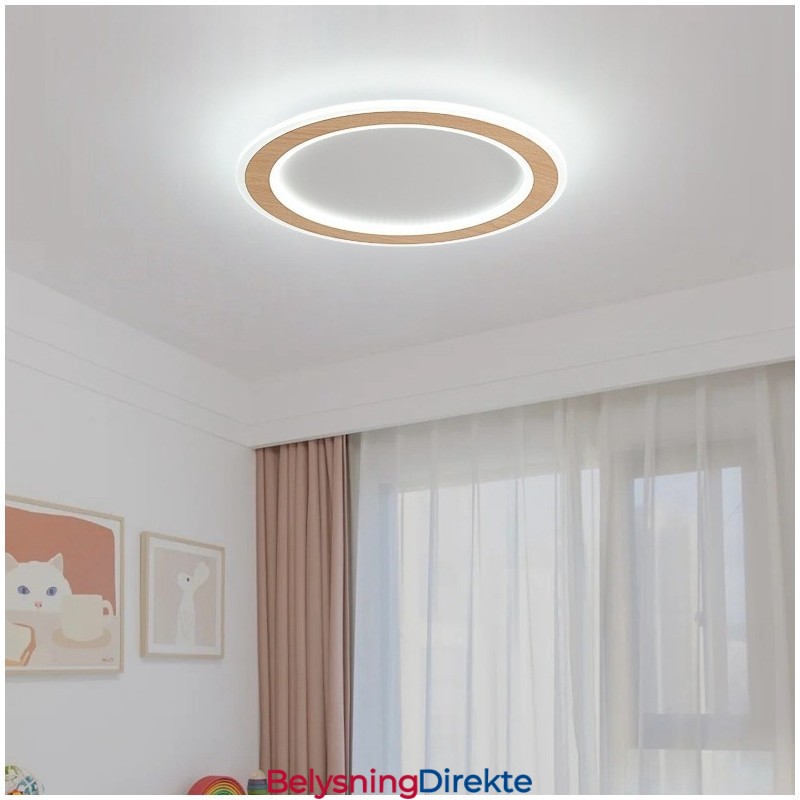 Rund, Moderne, Innfelt Taklampe I Tre, Innendørsbelysning