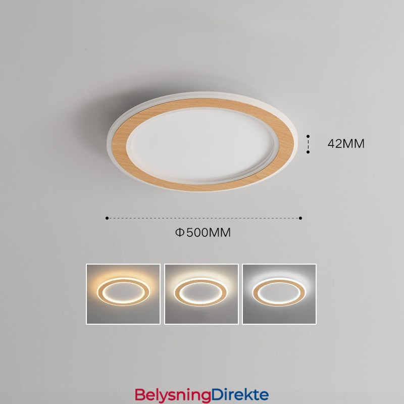 Rund, Moderne, Innfelt Taklampe I Tre, Innendørsbelysning