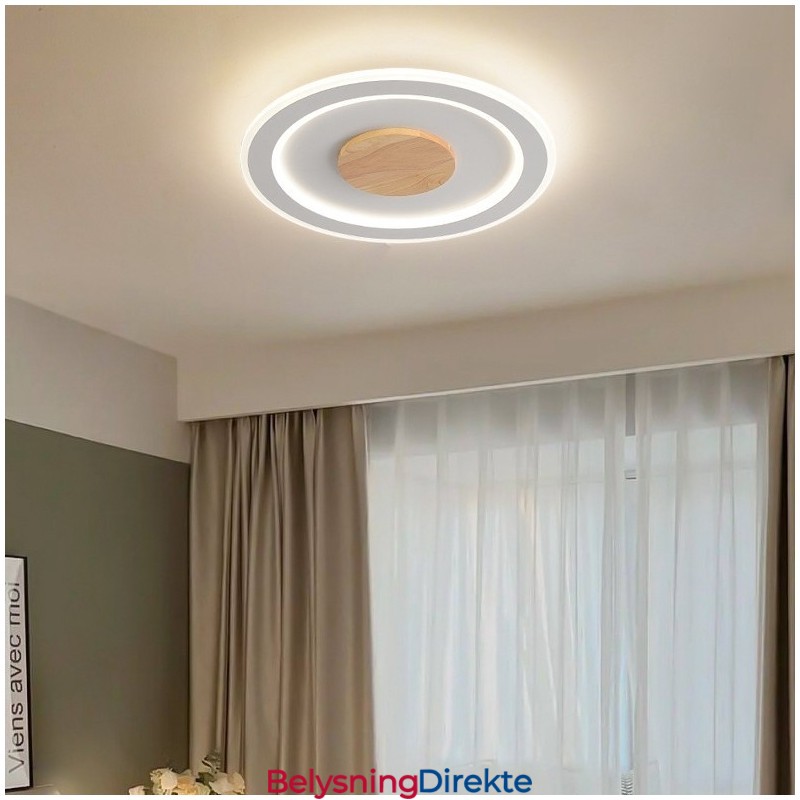 Rund, Moderne, Innfelt Taklampe I Tre, Innendørsbelysning