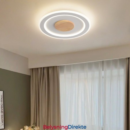 Rund, Moderne, Innfelt Taklampe I Tre, Innendørsbelysning