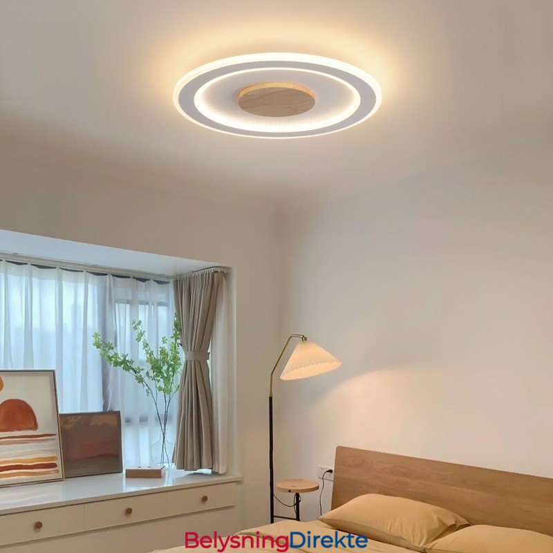 Rund, Moderne, Innfelt Taklampe I Tre, Innendørsbelysning