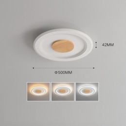 Rund, Moderne, Innfelt Taklampe I Tre, Innendørsbelysning