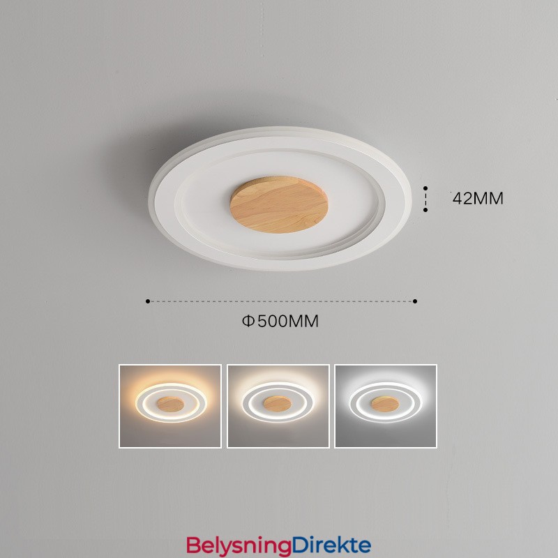 Rund, Moderne, Innfelt Taklampe I Tre, Innendørsbelysning