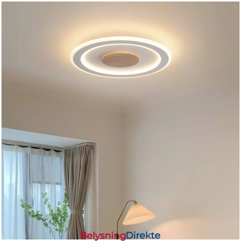 Rund, Moderne, Innfelt Taklampe I Tre, Innendørsbelysning