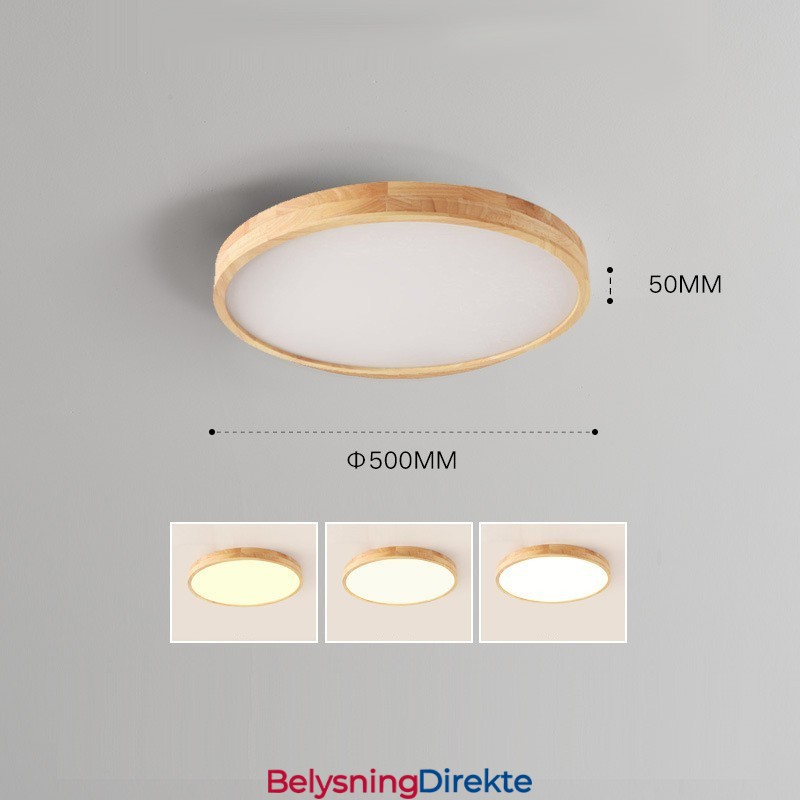 Rund, Moderne, Innfelt Taklampe I Tre, Innendørsbelysning