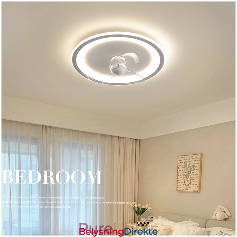 Nordisk Rund Ultratynn Stille Usynlig Dimbar Innfelt Viftelampe Fullspektret Øyebeskyttelse