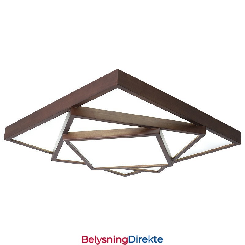 3-Etasjers Firkantet Sort Valnøttre Moderne Samtidskunst Nordisk Stil Innfelt Tre Taklampe Kan Også Brukes Som Vegglampe