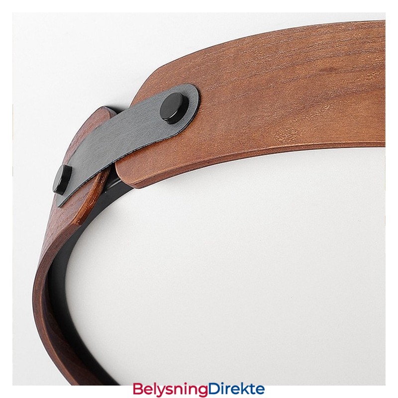 Nordisk Rund, Enkel, Innfelt Taklampe I Svart Valnøttre
