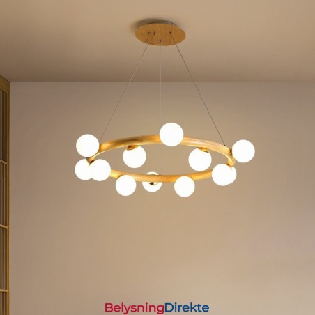 Nordisk Ring, Enkel, Moderne Trependellysekrone Med Bønneskjermer