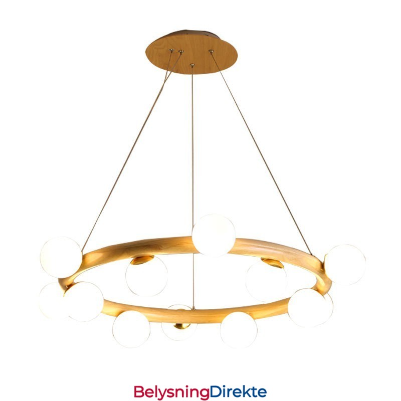 Nordisk Ring, Enkel, Moderne Trependellysekrone Med Bønneskjermer