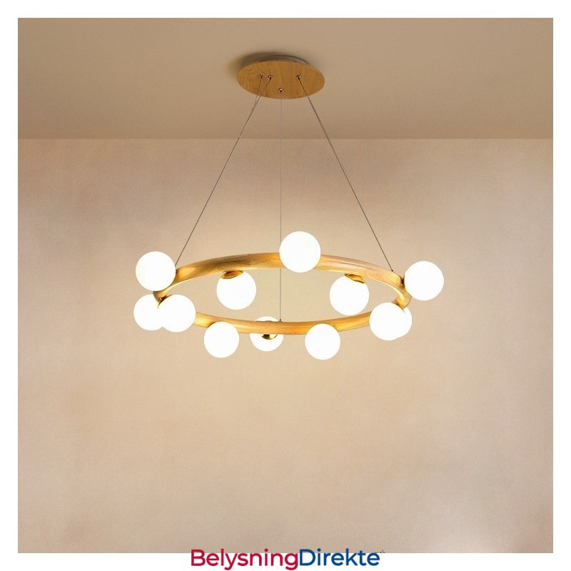 Nordisk Ring, Enkel, Moderne Trependellysekrone Med Bønneskjermer