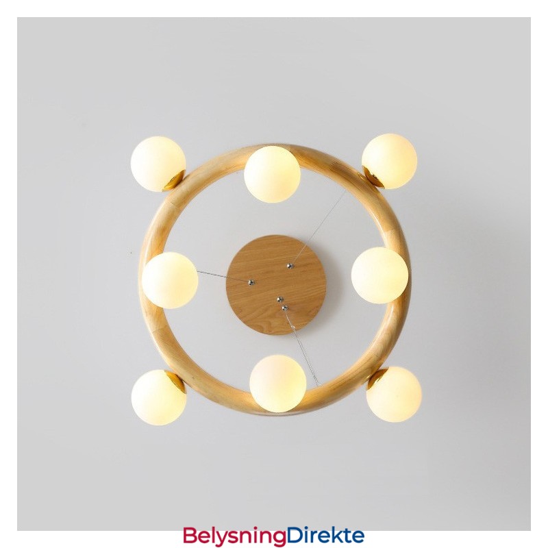 Nordisk Ring, Enkel, Moderne Trependellysekrone Med Bønneskjermer