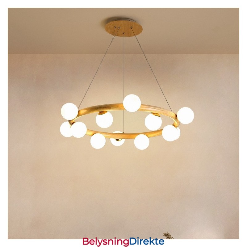 Nordisk Ring, Enkel, Moderne Trependellysekrone Med Bønneskjermer