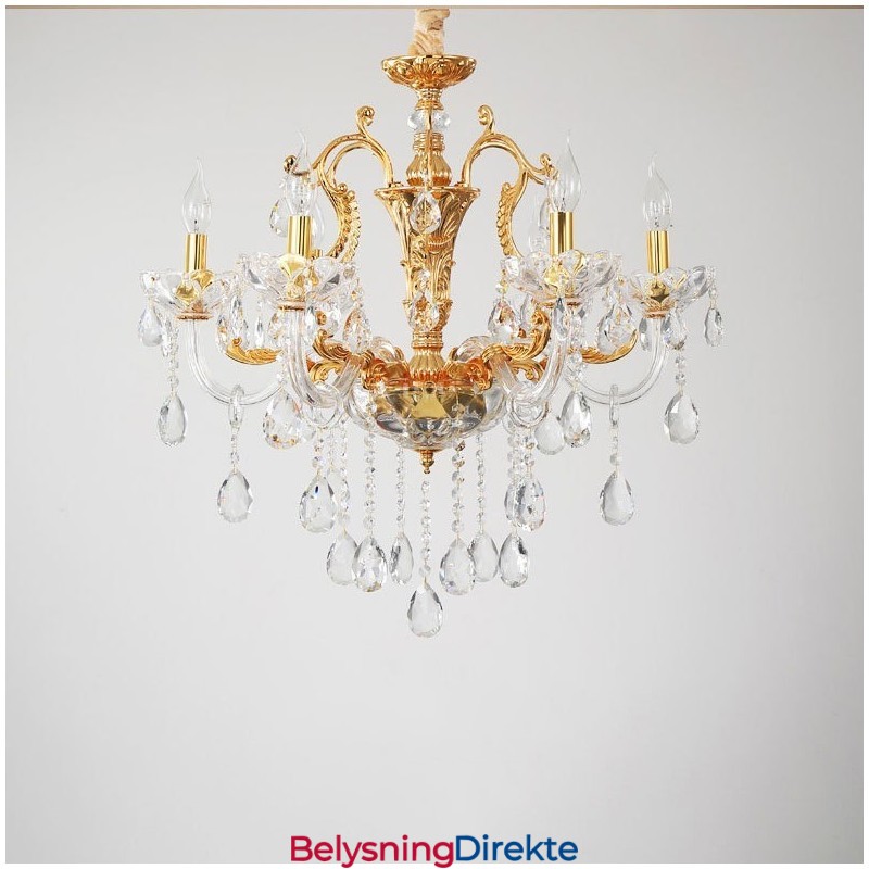 Lys 8 Lys Luksuriøs Gullfarget Krystalllysekrone