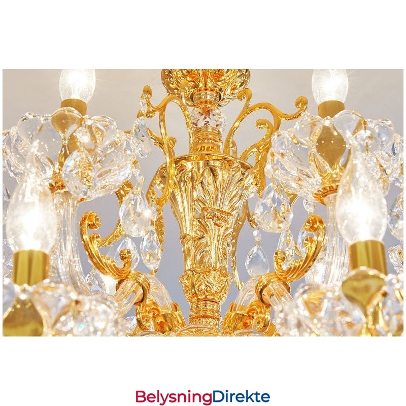 Lys 8 Lys Luksuriøs Gullfarget Krystalllysekrone