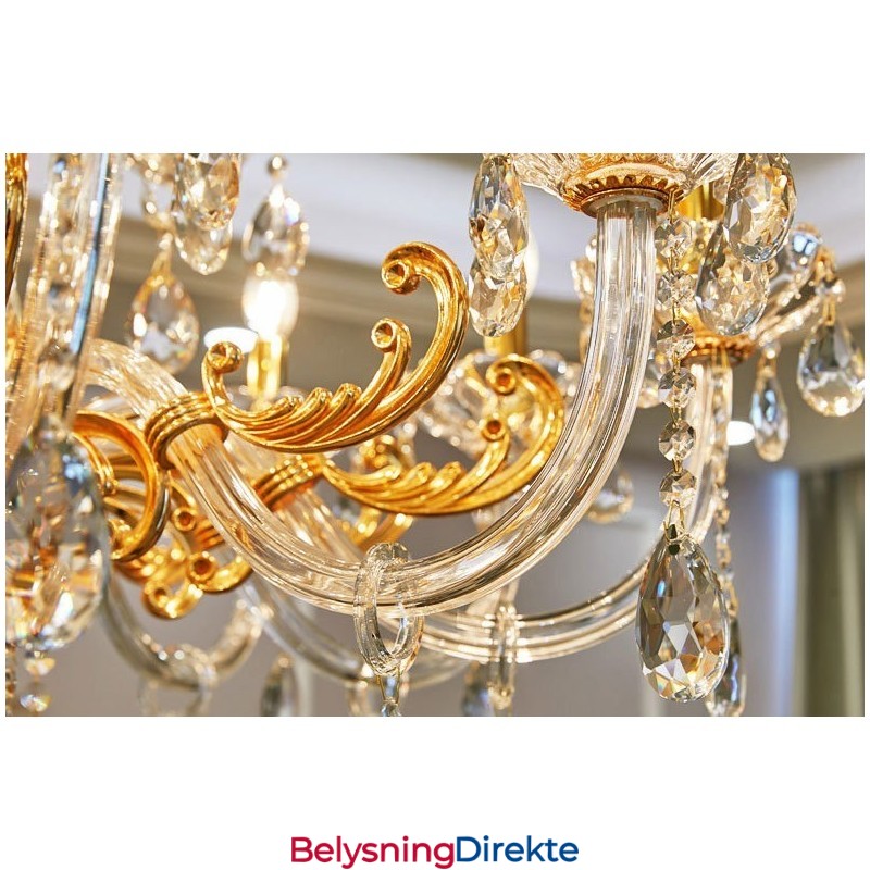 Lys 8 Lys Luksuriøs Gullfarget Krystalllysekrone