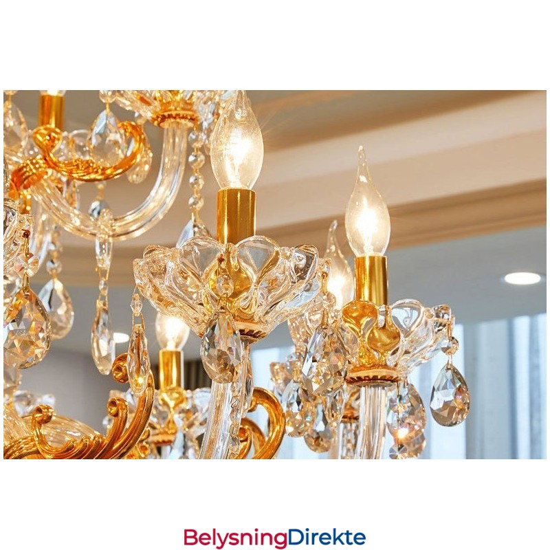 Lys 8 Lys Luksuriøs Gullfarget Krystalllysekrone