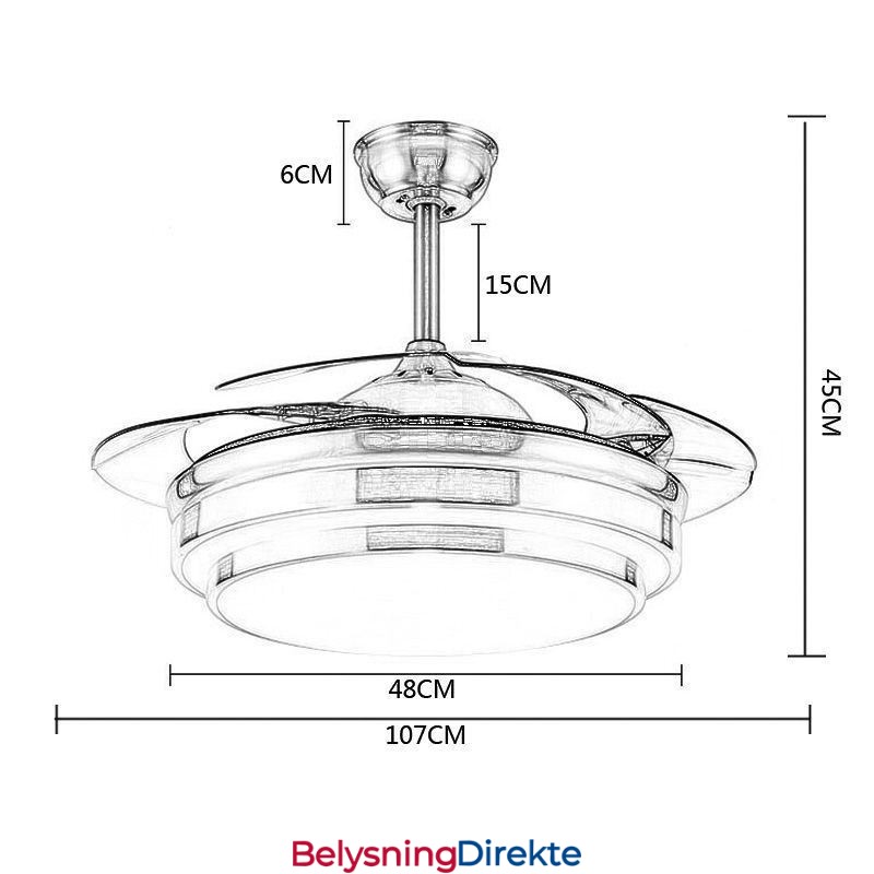 Moderne Takviftelampe Abs Vifteblad Akrylbelysning