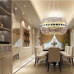 Kunstlampe I Rotting Pendellampe Håndvevd