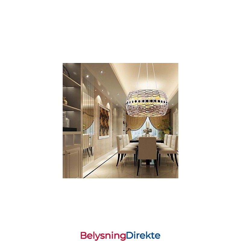 Kunstlampe I Rotting Pendellampe Håndvevd