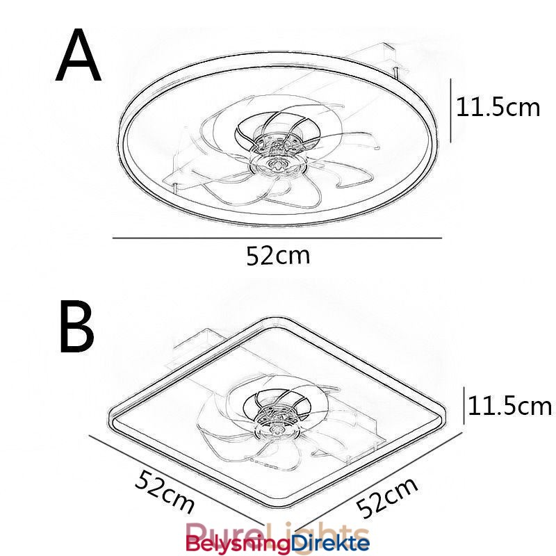 Moderne Takvifte Med Lys, Fjernkontroll, Ventilatorlampe