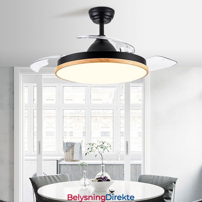 Moderne Inverter Takviftelampe Fjernkontroll Taklampe Trifarget Dimming