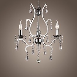 Krystalllysekrone Med 3 Lys I Metall