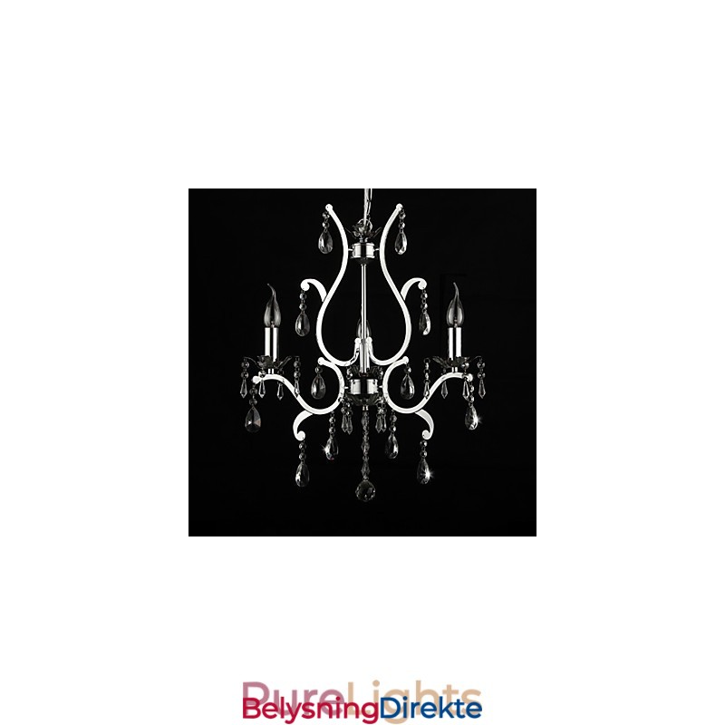 Krystalllysekrone Med 3 Lys I Metall