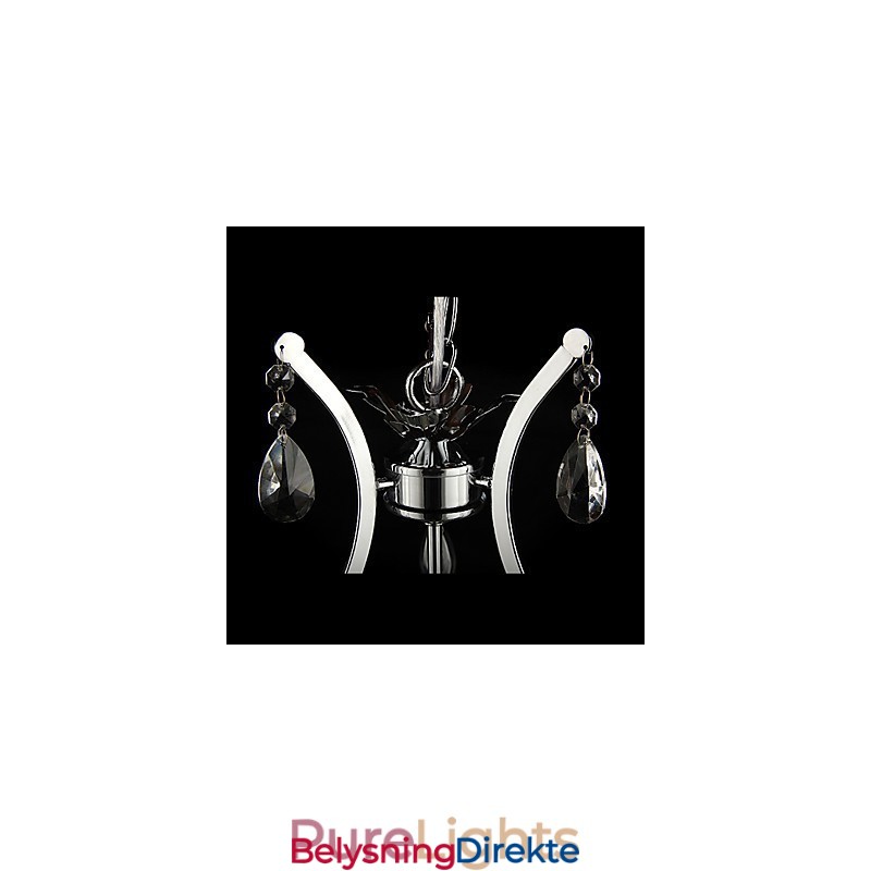 Krystalllysekrone Med 3 Lys I Metall