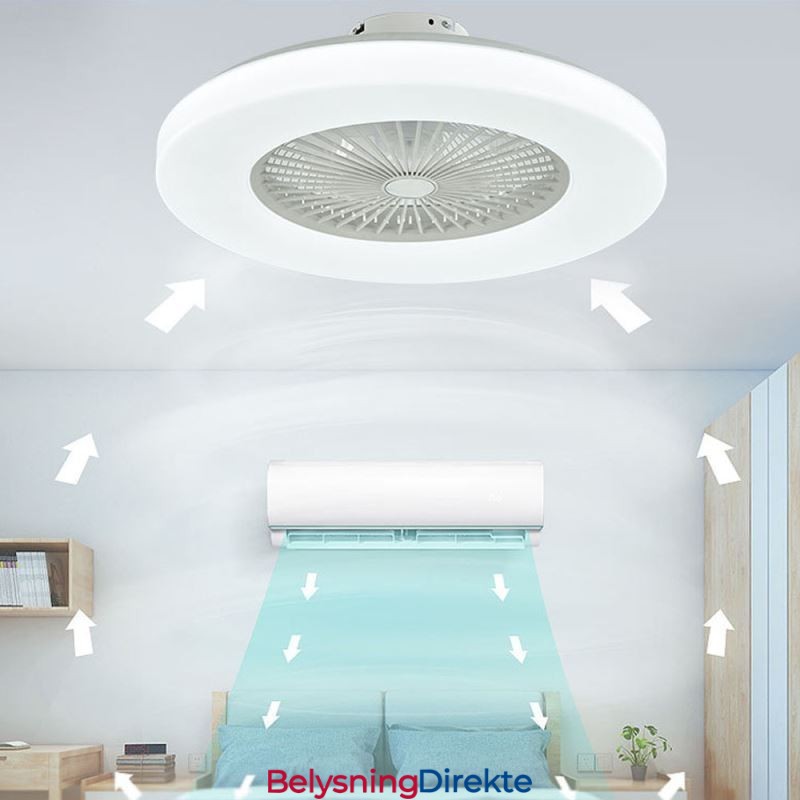 Vifte I Taklampe Med Trikromatisk Dimming Og 3-Trinns Fjernkontroll