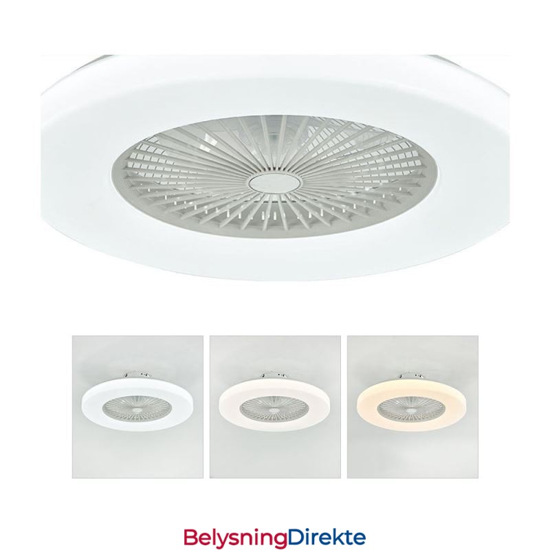 Vifte I Taklampe Med Trikromatisk Dimming Og 3-Trinns Fjernkontroll