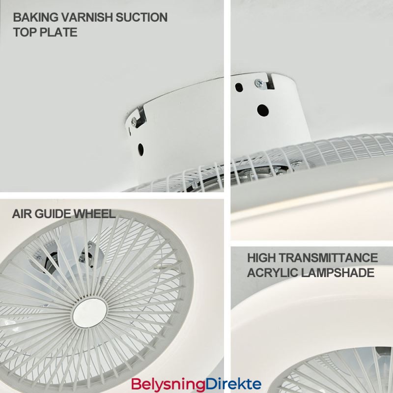 Vifte I Taklampe Med Trikromatisk Dimming Og Fjernkontroll, 3 Hastigheter