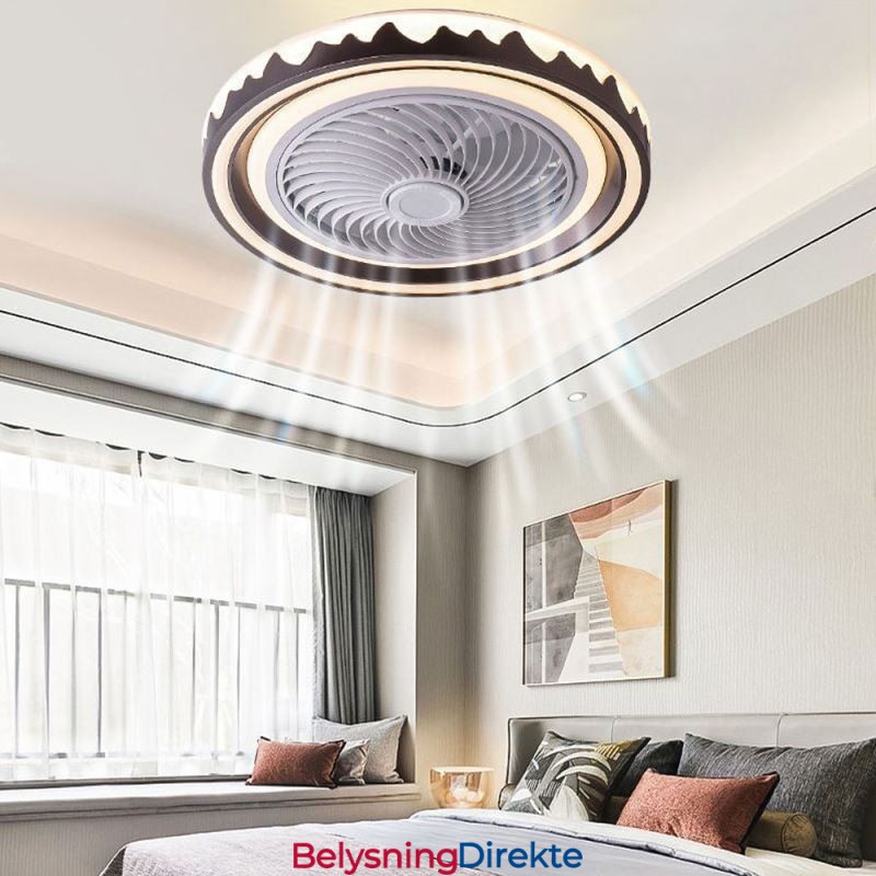 Rund Viftelampe I Tak Med 3 Hastigheter Og Fjernkontroll