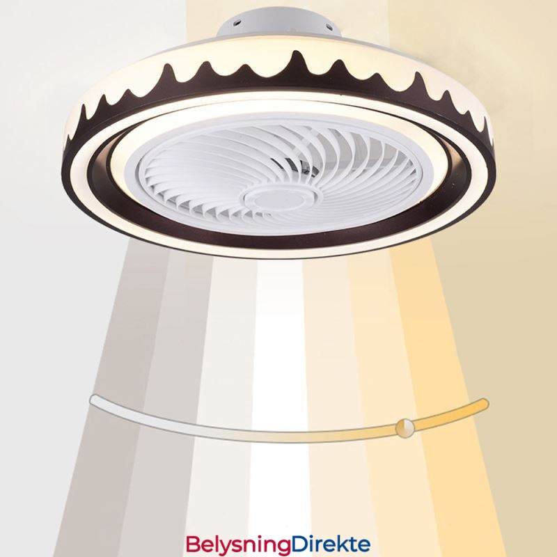 Rund Viftelampe I Tak Med 3 Hastigheter Og Fjernkontroll