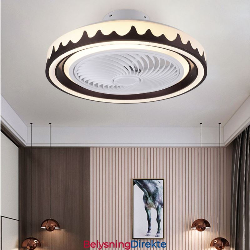 Rund Viftelampe I Tak Med 3 Hastigheter Og Fjernkontroll