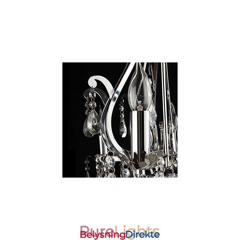 Krystalllysekrone Med 3 Lys I Metall