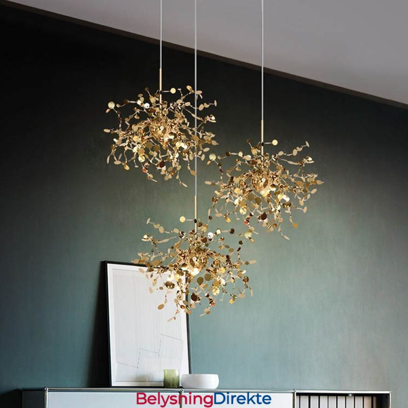 Paljettlysekrone I Rustfritt Stål Anhengsbelysning For Spisestue